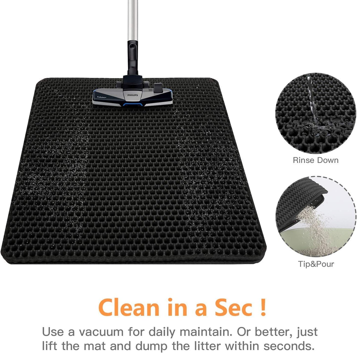 Conlun Cat Litter Mat Cat Litter Trapping Mat, Honeycomb Double Layer Design, Urine and Water Proof Material, Scatter Control, Less Waste,Easier to Clean,Washable